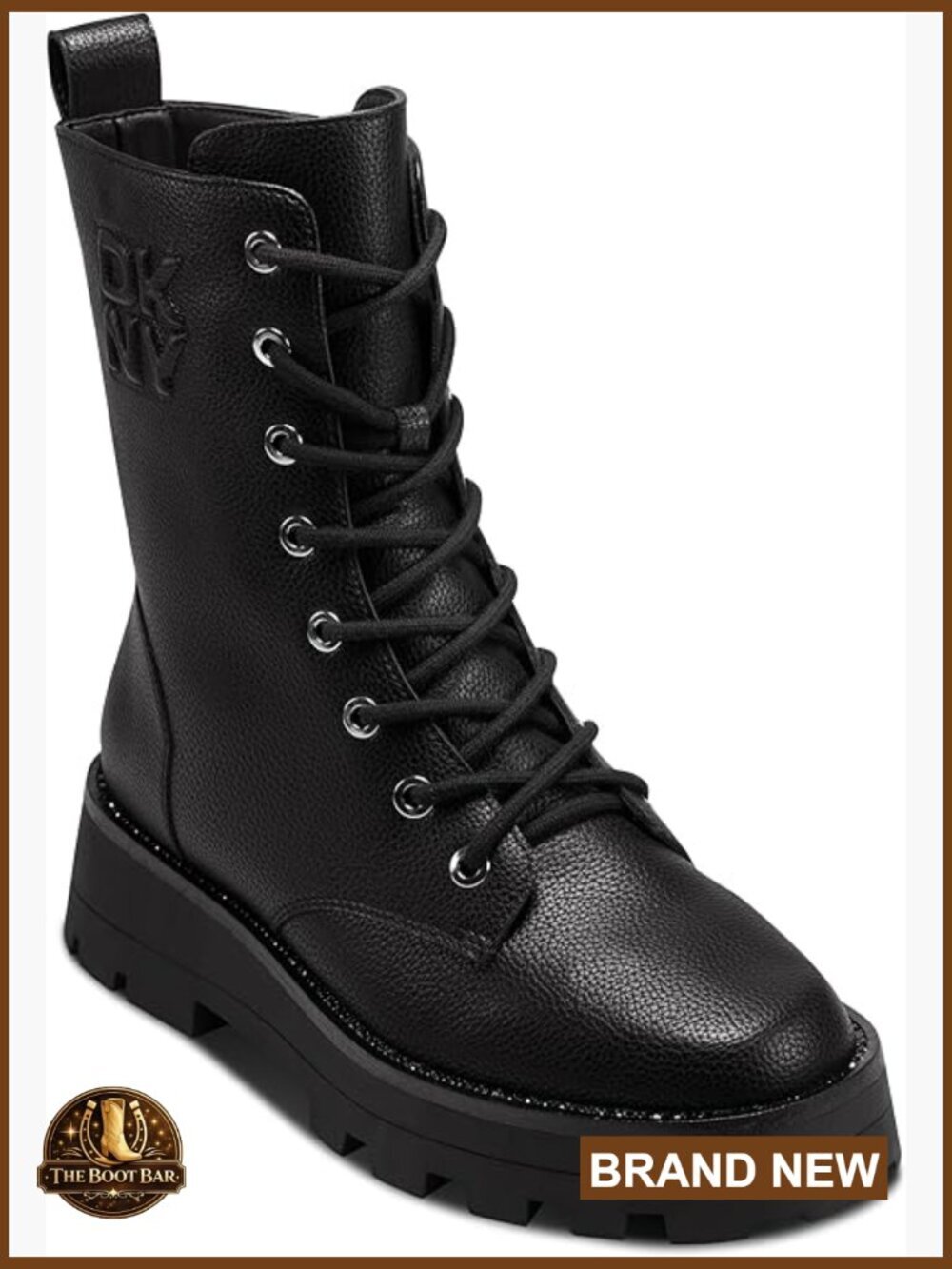 Lace Up Combat Ankle Boot With Logo Detail